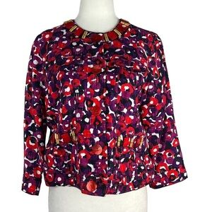 RUBY RD. PETITE BUTTON‎ COLORFUL FLORAL WOMEN'S BLAZER/JACKET